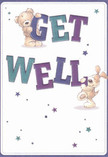 Glowing with warmth and playful sentiment, this get well card radiates the sense of community found along Bellingham's lively streets. It features two sweet friends: a round, huggable teddy bear perched above the capitalized 'Get' letters, and an energetic puppy, soft ears flopping, cozied up to the vibrant word 'Well.' The letters themselves shimmer in rich indigo and teal, standing boldly on a smooth, creamy background, much like flower petals gleaming in the shop window on Randlesdown Parade. Sprinkled generously are twinkling stars in blue and purple hues, their gentle sparkle suggesting bright wishes for recovery. The characters' plush, lovingly detailed fur makes you all but feel their comforting embrace, offering emotional reassurance akin to receiving a beautiful bouquet from Flower Delivery Bellingham. This card delivers not just a message, but a tangible sense of kindness, making it the perfect companion to a get well gesture in Bellingham.
